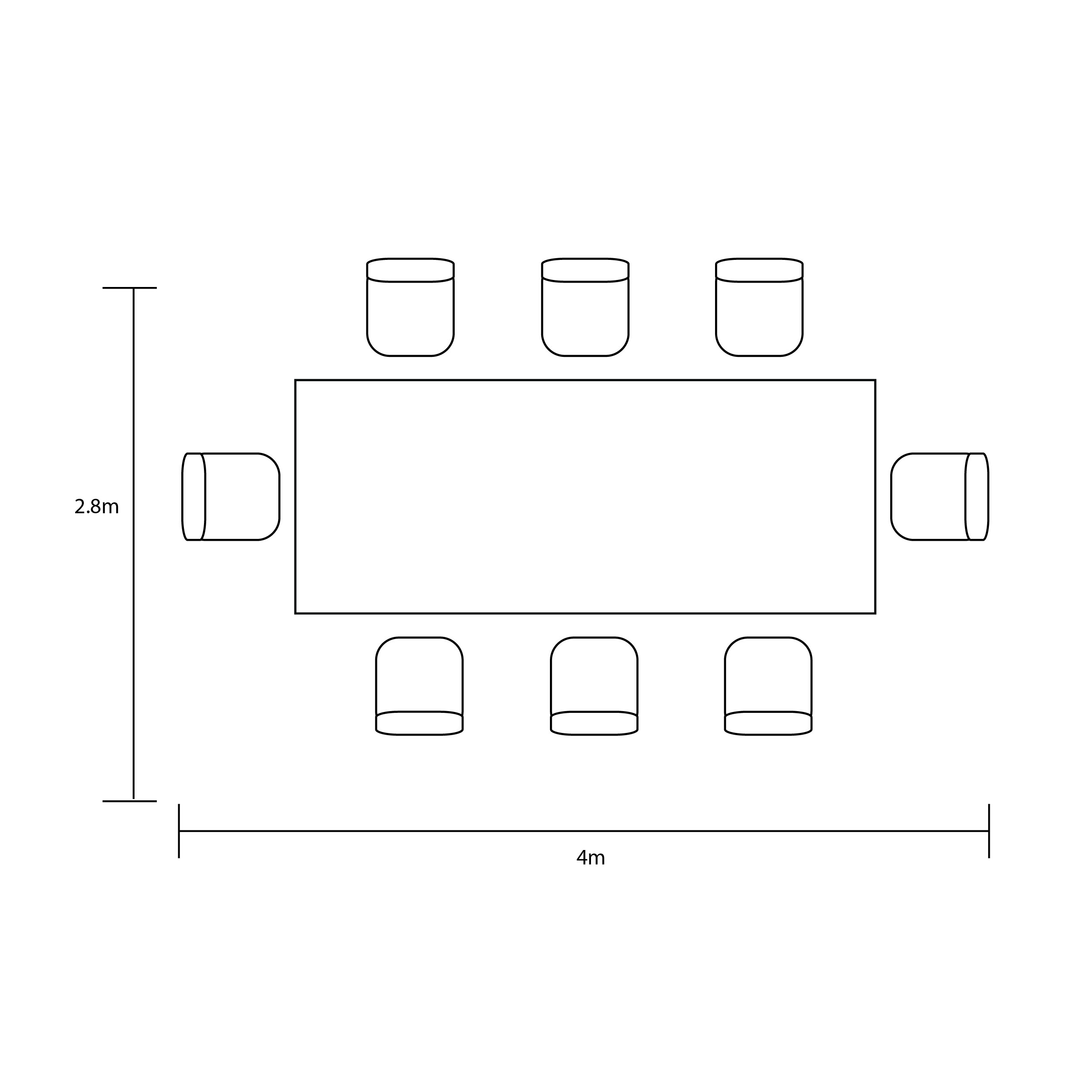 Arley 8 Seat Rectangular Dining Set footprint